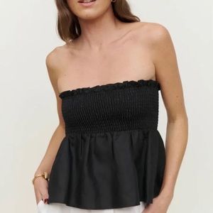 Reformation Clementine Linen Top - Black, Small